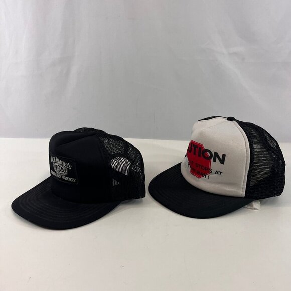 Novelty Snapback Hats Jack Daniels Stops At Every Bar Cap Mesh Back Lot of 2 Vtg - Picture 4 of 14